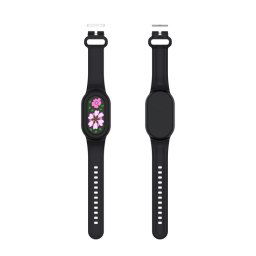 CARTOON Gyermek szilikon szíj a Samsung Galaxy SmartTag 2 készülékhez BLACK FLOWER
