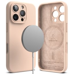 RINGKE SILICONE MAGSAFE Védőburkolat Apple iPhone 16 PINK HOMOK esetén