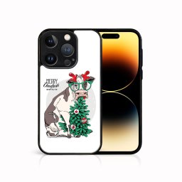 PROTEMIO MY ART Karácsonyi kivitelű borító Apple iPhone 15 Pro Max VIDÁM CHRISTMAS (074)
