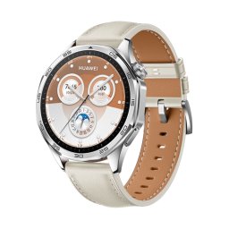 LEATHER Bőrszíj Huawei-hoz WatchGT 5 Pro 46mm KRÉMES WHITE