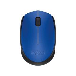 Egér, vezeték nélküli, optikai, közepes méret, USB, LOGITECH "M171", kék