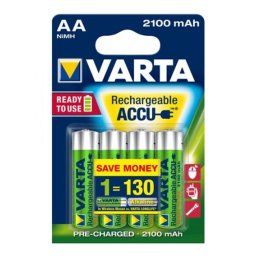 Tölthető elem, AA ceruza, 4x2100 mAh, előtöltött, VARTA Longlife Accu