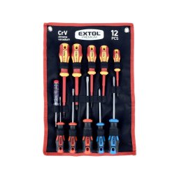 EXTOL PREMIUM csavarhz klt. szigetelt 1000V+nem szigetelt, 6+5db ; fziskeresvel, manyag knl+nylon tok