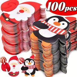 100 db-os karcsonyi nyalka tart krtya - Mikuls, pingvin, hember mints nnepi dekorcis csomagol kiegszt