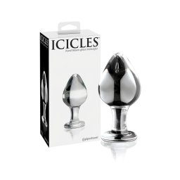 Icicles No. 25 - kúpos, üveg anál plug (átlátszó)