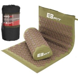 Akupresszúra PREMIUM tornaszőnyeg párnával 67x42x2 cm, Mascara khaki színű