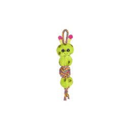 Flamingo játék hernyó kötélen - zöld 40 cm