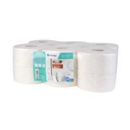 VICTORIA HYGIENE Toalettpapír, 2 rétegű, 19 cm átmérő, VICTORIA HYGIENE, "Fine Mini Jumbo", fehér