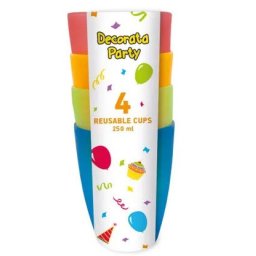 Színes Party műanyag pohár 4 db-os szett 250 ml