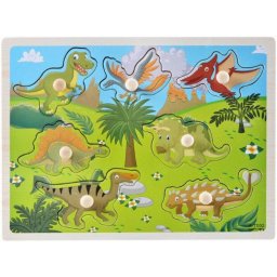 Fogantyús fa puzzle, fogós puzzle, kirakó 30x23 cm - Dínók Nr2