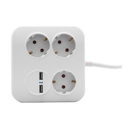 GAO Asztali elosztó "PowerQuad" 3-as, 1.4m, 2db USB-vel, fehér