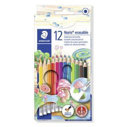 STAEDTLER Színes ceruza készlet radírral, hatszögletű, STAEDTLER "Noris Club", 12 különböző szín