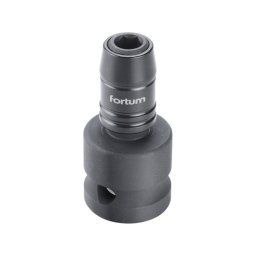 FORTUM adapter, impakt 1/4' BIT-ek gpi befogshoz, 1/2' gpi befogs, gyorskioldval, CrMoV, hossz: 49 mm