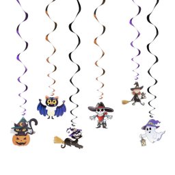 Halloween-i dekorcis szett - 6 klnbz motvummal s csillog spirl akasztval nnepi dsztshez