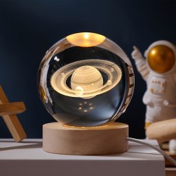 Modern 3D lzergravrozott kristlygmb asztali lmpa