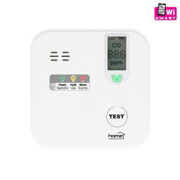 Home CO10SMART szn-monoxid vszjelz, Tuya kompatibilis, Wi-Fi kapcsolat , LCD kijelz, elemes, 5 v elem lettartam, 10 v rzkel lettartam