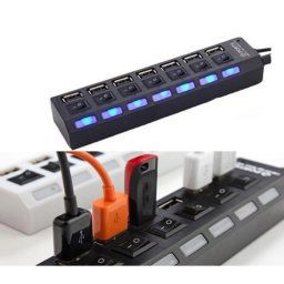 7 portos kapcsolhat USB hub - Fekete, tbb eszkz egyidej csatlakoztatshoz