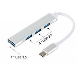 Type C 3.0, HUB 4 portos USB-eloszt fehr, tbbeszkzs csatlakoztatshoz