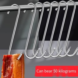 20 db rozsdamentes acl S-horog hs, hal, kolbsz s baromfi akasztshoz, konyhai s hentes felhasznlsra