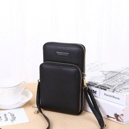 Fekete cipzros crossbody ni tska mindennapi hasznlatra