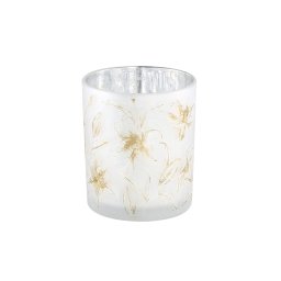 Fehér üveg AOLANI FLOWER gyertyatartó, 10 cm