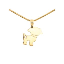 Kiskutya egyköves lapmedál, sárga 14 kt 0,94 g