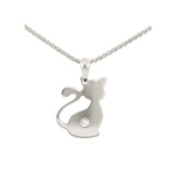 Kiscica egyköves lapmedál, fehér 14 kt 1,03 g