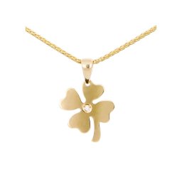 Négylevelű egyköves lóhere lapmedál, sárga 14 kt 0,99 g