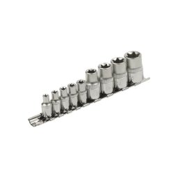 EXTOL PREMIUM dugfej klt., E-TORX; 1/4'5db (E5-E6-E7-E8-E10), 1/2'4db, (E12-E14-E16-E18), tart snen