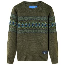 vidaXL Gyerek pulóver kötött khaki 92