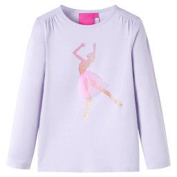 vidaXL Gyerek póló hosszú ujjú Light Lilac 128