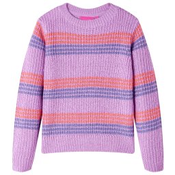 vidaXL Gyerek pulóver csíkos kötött lila és rózsaszín 128