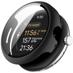 PC FULL COVER Műanyag borítás üveggel Google Pixel-hez Watch 3 45mm fekete