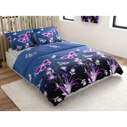 Mikroszálas ágynemű VIOLET BUTTERFLY sötétkék Ágyneműhuzat mérete: 2 db 70 x 90 cm | 200 x 220 cm