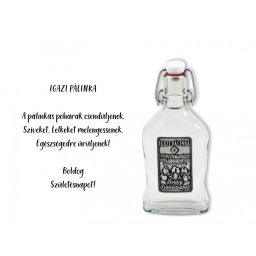 Csatosüveg fémcímkés Boldog Születésnapot Igazi pálinka 200ml - Óncimkés csatos üveg