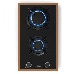 Klarstein Lumiflame gáz főzőlap, 2 égő, réz keret, elektromos gyújtás, 4,2 kW teljesítmény (CP11-KL-LF-30cm-Bl)