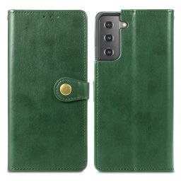 LEATHER BUCKLE Pénztárcahuzat Samsung Galaxy S21 5G zöld