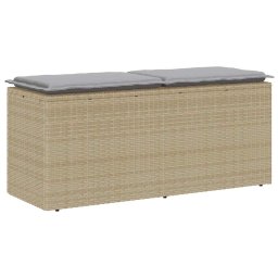 vidaXL bézs polyrattan kerti pad párnával 110x40x44 cm