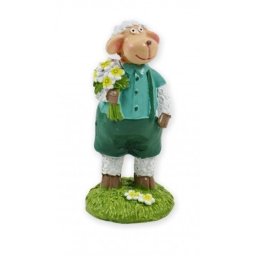 Bárány figura virággal 12cm 045521