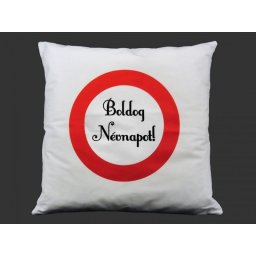 Díszpárna fehér Boldog Névnapot 42cm 7460 - Tréfás Díszpárna