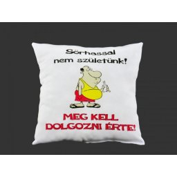 Díszpárna Sörhassal nem születünk! Meg kell dolgozni érte 27cm - Tréfás Díszpárna