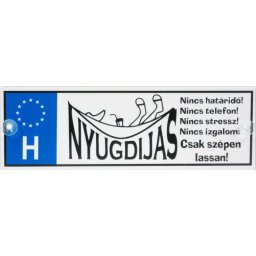 Rendszámtábla Nyugdíjas hintaágy - Tréfás rendszámtábla