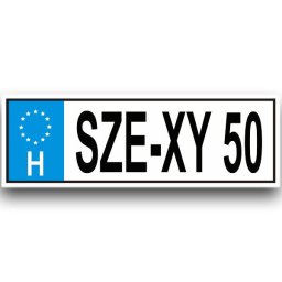 SZE-XY50 - Tréfás rendszámtábla