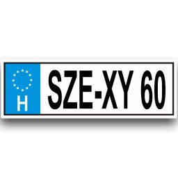 SZE-XY60 - Tréfás rendszámtábla