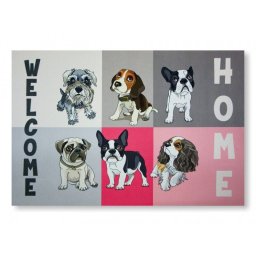 Színes Tréfás Lábtörlő Welcome home kutyás 60x40cm 04870
