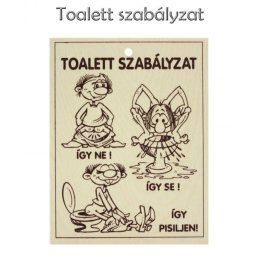 Vicces Fatábla Toalett szabályzat Így ne! 13,5x17,5cm FT011 - Tréfás fatábla