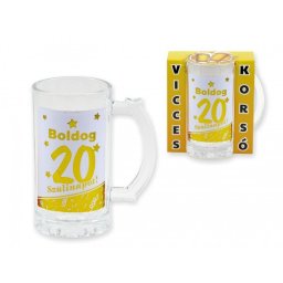 Vicces Söröskorsó Boldog 20. Szülinapot arany 400ml 04656 - Tréfás Söröskorsó