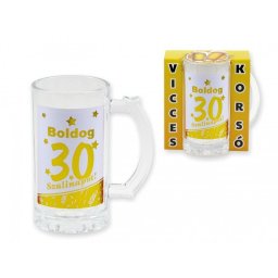Vicces Söröskorsó Boldog 30. Szülinapot arany 400ml 04657 - Tréfás Söröskorsó