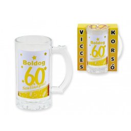 Vicces Söröskorsó Boldog 60. Szülinapot arany 400ml 04660 - Tréfás Söröskorsó