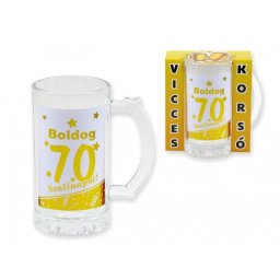 Vicces Söröskorsó Boldog 70. Szülinapot arany 400ml 04661 - Tréfás Söröskorsó
